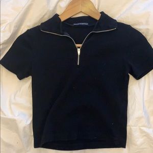 Brandy black cropped short sleeve zip up